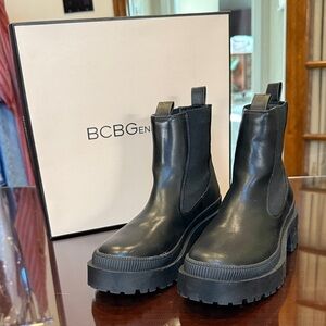 BCBGeneration Black Chunky Chelsea Ankle Boots
